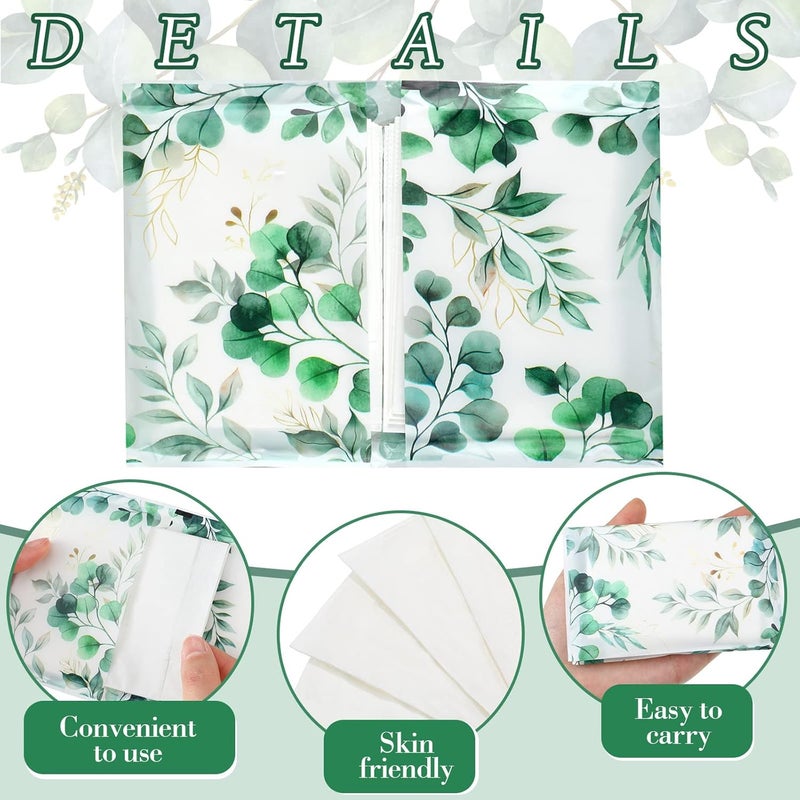 Geyee 50 Packs Tissue Travel Size Facial Paper Napkins Travel Packs Disposable Pocket Tissues for Wedding Guest Traveling School Purse Home Supplies, 500 Sheets 3 Ply(Eucalyptus Leaf) - Image 3